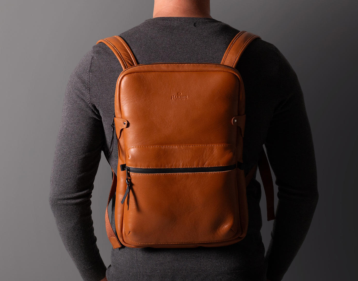 Slim leather laptop backpack