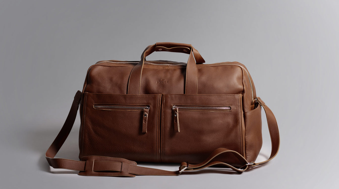 Leather duffel bag