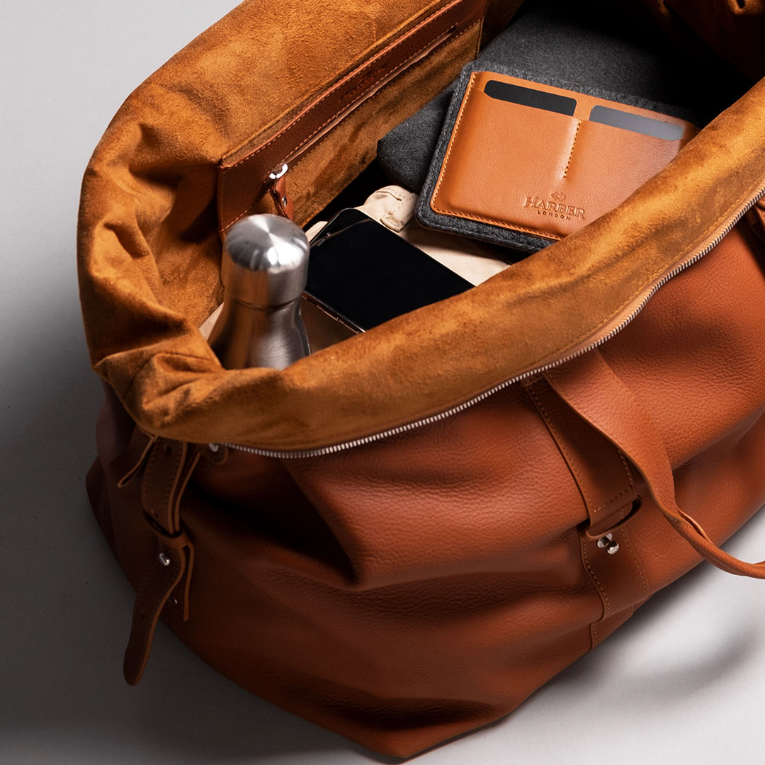 Brown Leather Travel Tech Organizer Men iPad Case 
