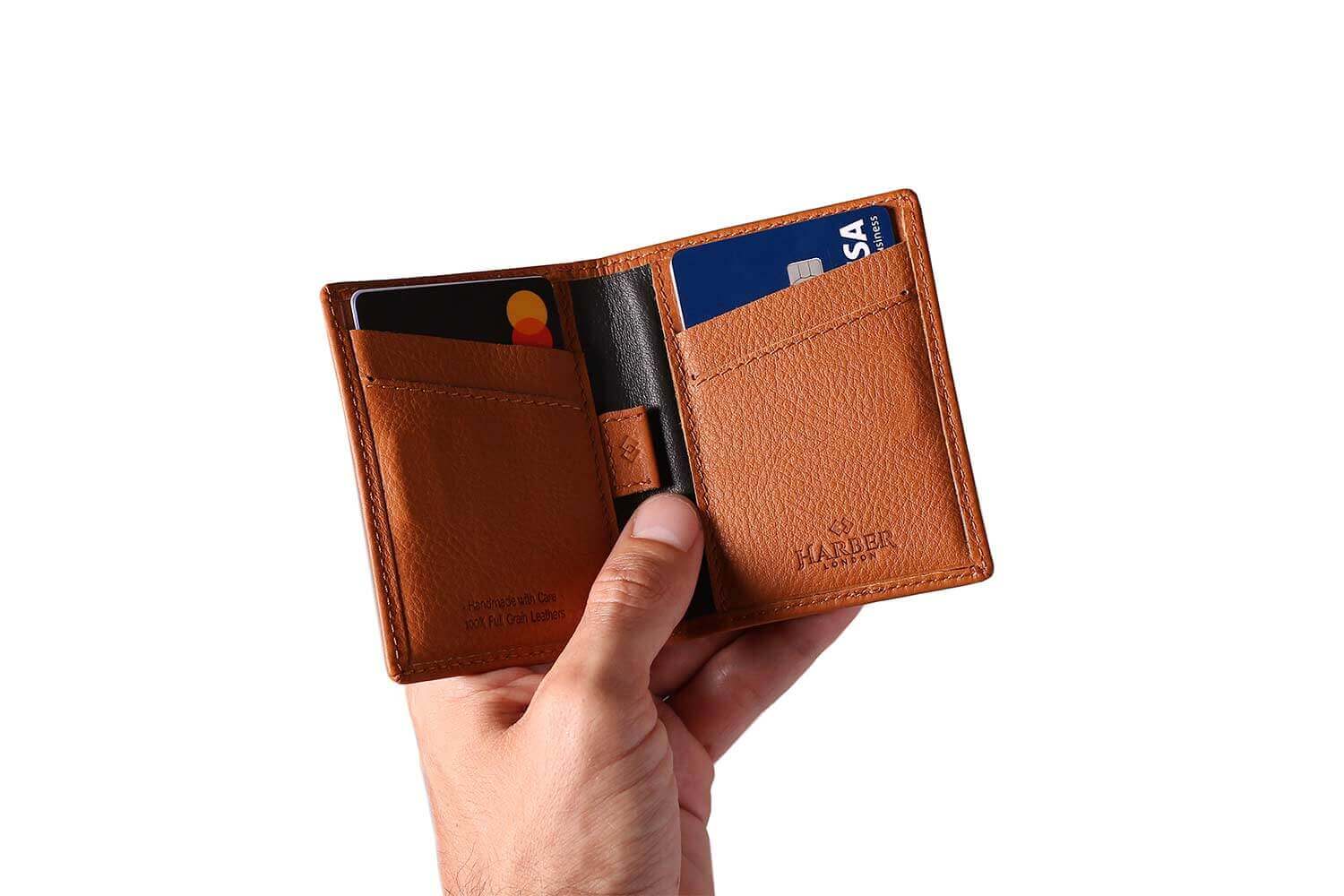 Slim Card Wallet Handmade from Genuine Leather in Tan